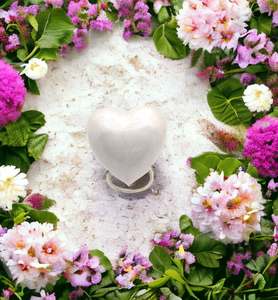 Medium White Heart Cremation Urn High Gloss Stand Included Aluminium funeral supplies urns <b>for</b> human <b>ashes</b> - Product Image 4