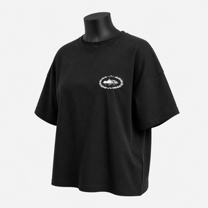 Camiseta de Algodón Oversize para Mujer, Cuello Redondo, Manga Corta, Logotipo Estampado, Corte Holgado, para Todas las Temporadas, Tejido Jersey - Product Image 3