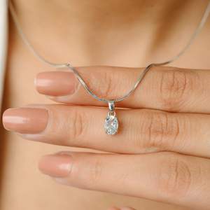 Colgante de piedras preciosas de corte ovalado de Aguamarina Natural de última colección de lujo, joyería de moda de oro blanco amarillo sólido de 18K - Product Image 2