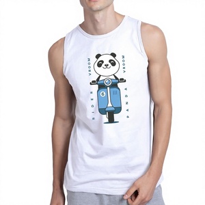 Débardeur décontracté pour homme, personnalisé, de haute qualité, en polyester/coton tricoté respirant, grande taille, avec impression numérique, col rond, uni sur le devant - Product Image 1