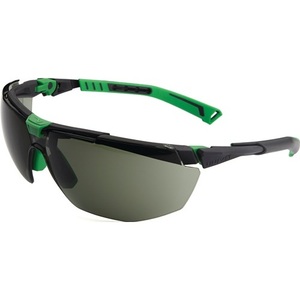Eye Protection Safety <b>Glasses</b> UNIVET 5X1030005-Metallic Grey/Green Temples G15 <b>Polycarbonate</b> Lens EN 166/170/172 FT KN - Product Image 1