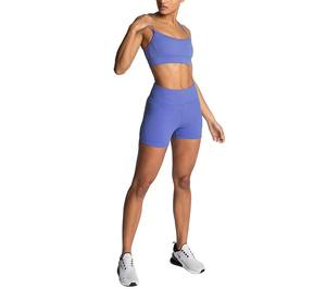 ชุดโยคะและฟิตเนสสองชิ้นเอวสูงสำหรับผู้หญิง ผลิตจากวัสดุรักษ์โลก เนื้อผ้าขัดเงา แห้งเร็ว พร้อมดีไซน์ด้านหน้า - Product Image 5