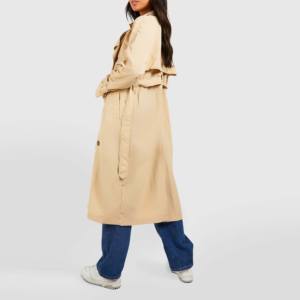 Vente en gros Trench-Coat en cuir de qualité supérieure pour femmes, double boutonnage, manches longues, vestes d'hiver souples, coton personnalisé OEM - Product Image 3