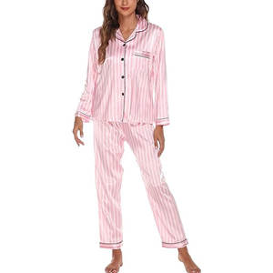 Ensemble de pyjamas et vêtements d'intérieur décontractés pour femmes, personnalisés, en satin, à manches longues, taille élastique, séchage rapide, pour l'hiver, vente en gros - Product Image 1