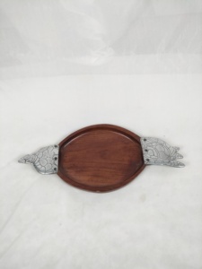 <b>Wood</b> Crafts Premium Polished Wooden Serving Tray with Vintage-style Carvings Eco-friendly Construction Durable for Home Decor - Product Image 4