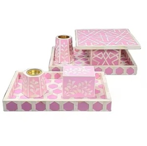 Plateau de service décoratif en incrustation de résine fait à la main vadrouille en bois taille personnalisée Mubkhar Bakhoor brûleur d'encens cadeau pour parfum bureau à domicile - Product Image 1