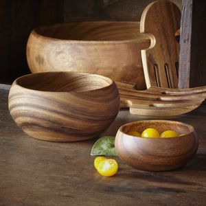 ASISTENCIA NATURAL BEST BOWL DE MADERA ENSALADA Set Diferentes tamaños de juego de cuencos de madera para restaurante Cocina hecha a mano - Product Image 1