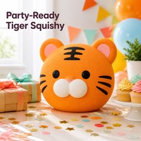 Jouet Squishy Tête de Tigre Mignon, Balle Anti-Stress en PU à Remontée Lente, Jouet Sensoriel Doux, Décoration de Bureau Kawaii, Cadeau de Fête