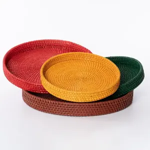 Bandeja de servicio de ratán natural decorativa de fabricación de Vietnam de alta calidad Bandejas de ratán para restaurante de hotel hechas en Vietnam - Product Image 5