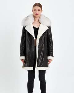 Dernière veste en cuir de mouton véritable pour femmes en daim de fourrure de renard avec doublure Sherpa pardessus ceinture amovible caractéristique respirante - Product Image 1