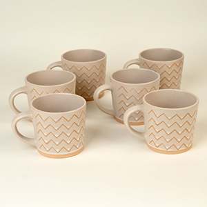 Minimalist Meandering Design Set 6 <b>Ceramic</b> Coffee Mugs 200ml Capacity Dishwasher Microwave Safe Personalisable 'Ins' <b>Cups</b> for - Product Image 2