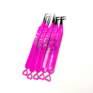 Pince à épiler professionnelle en acier inoxydable pour extensions de cils, design personnalisé, poignée diamant, pointe en fibre - Product Image 3