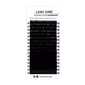 Extensions de cils individuels pré-faits en éventail, style russe, 17 mm, courbure L, en fibre PBT coréenne, effet vison - Product Image 1