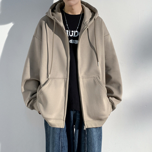 Customized Logo Winter 100% Cotton Fleece Oversized Zipper-Up Hoodies and Sweatshirts Breathable Men's - Product Image 2