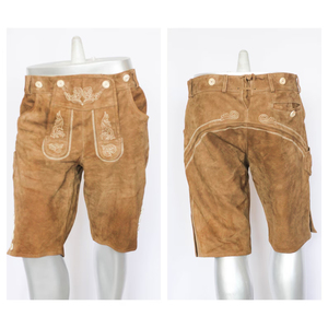 Pantalones cortos de cuero alemanes Oktoberfest bávaro tradicional hechos a medida para hombre, traje de festival de ante al por mayor - Product Image 1