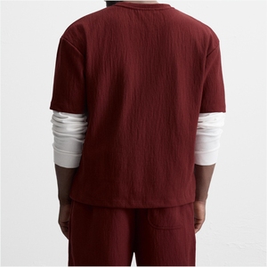 Pantalones cortos para correr informales cómodos para todos los días para hombres 360 gramos de algodón puro transpirable camiseta de verano conjuntos al por mayor - Product Image 3