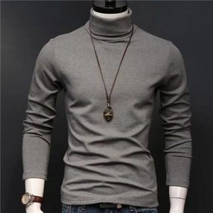 Suéter de Cuello Alto para Hombre, Color Sólido, 100% Algodón, Felpa, Transpirable, Ecológico, Manga Larga, Invierno 2023 - Product Image 1