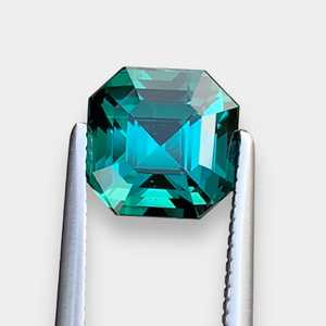 Tourmaline bleu turquoise naturelle de qualité supérieure, taille Asscher, 2,18 carats, clarté LoupeClean, 6,8x6,8x6,0 mm, provenance Afghanistan - Product Image 4