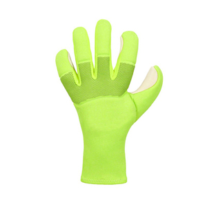 Gants de gardien de but en cuir vert néon à six doigts, dos en mesh, paume en latex, sangle de poignet réglable pour les entraînements et les matchs de football - Product Image 2