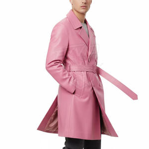 Best Material Made <b>Men</b> Leather <b>Coat</b> Low Moq Breathable Casual Wear <b>Men</b> Leather Long <b>Coat</b> In Stock - Product Image 3