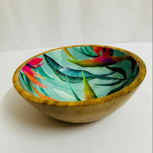 Cuenco para servir ensalada impreso de madera Natural hecho a mano rústico con acabado suave para centro de mesa a precio asequible - Product Image 1