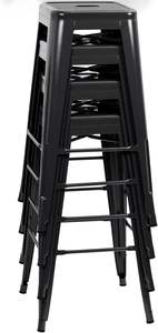 Tabourets de bar en métal Hauteur de bar Tabourets dos nu haut Patio Intérieur Extérieur Tabourets de cuisine empilables Chaises de bar industrielles - Product Image 4