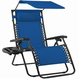 Sedia a Sdraio Pieghevole da Esterno Regolabile per Campeggio, Viaggi, Spiaggia, Piscina, con Tettuccio <span class=keywords><strong>Parasole</strong></span> e Funzione Zero Gravity - Product Image 6