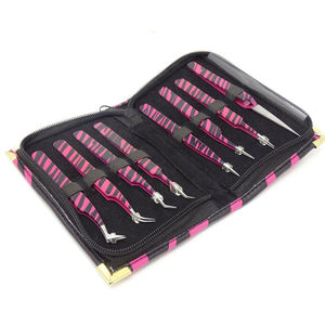 Pinzas de Acero Inoxidable de Alta Calidad para Extensión de Pestañas con Punta Curva y Agarre, Logotipo Personalizado, Colores Negro y Rosa - Product Image 6