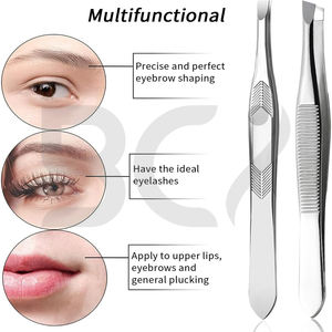 Pinzas de Acero Inoxidable con Punta Inclinada para Cejas de Mujer, Duraderas, Antideslizantes, Fáciles de Usar, Precio al por Mayor - Product Image 2