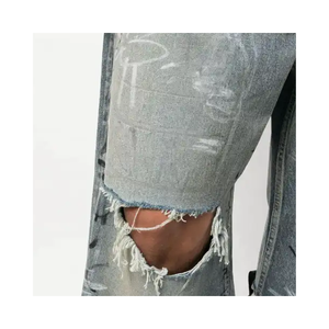 กางเกงขาสั้นเอวสูงแบบวินเทจแบบขาดใส่สบายทรงหลวมผ้าคอตตอนลาย100% แฟชั่นลำลองฤดูร้อนสั่งขายส่ง - Product Image 4