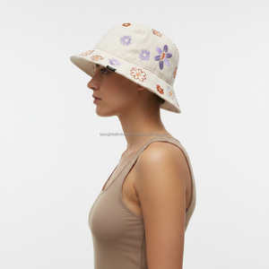 Chapeau Bob Personnalisé avec Logo Brodé Floral pour Femme – Protection Solaire Estivale, Coton Blanc, Casquette de Pêcheur, Idéal Plage et Extérieur - Product Image 5