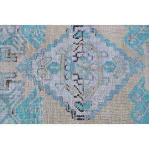 Alfombra Turca Pequeña de 1.3x2.9 pies (39x89 cm), Alfombra Vintage Azul Camuflaje - Product Image 5