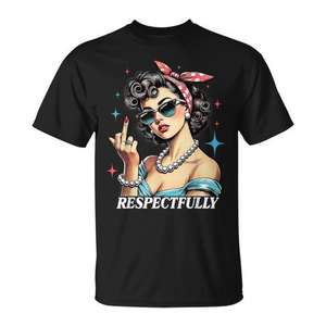 Camiseta Respectfully Women con estampado gráfico de algodón negro, ropa informal unisex - Product Image 1