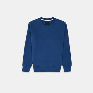 เสื้อสเวตเชิ้ตคอกลมแขนยาวสีน้ำเงินล้วน ผ้าฟลีซคอตตอน 100% ปักโลโก้แบบกำหนดเองคุณภาพสูงสำหรับผู้ชาย - Product Image 5