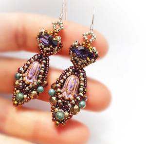 Pendientes de Botón Bordados, Pendientes Hechos a Mano con Cuentas, Joyería Festiva para Mujer al Mejor Precio - Product Image 5