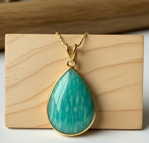 Bijoux minimalistes 925 en argent Sterling chaîne délicate Amazonite naturelle goutte forme pendentif guérison cristal mode pendentifs cadeau - Product Image 6