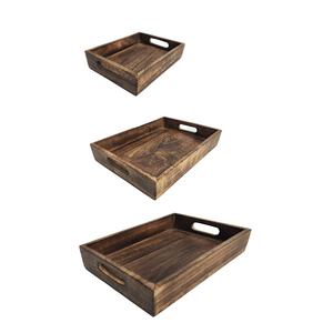 Ensemble de plateaux de service en bois de manguier 3 pièces fait à la main, personnalisable pour les hôtels et les restaurants, plateaux décoratifs en bois, vente à chaud - Product Image 5