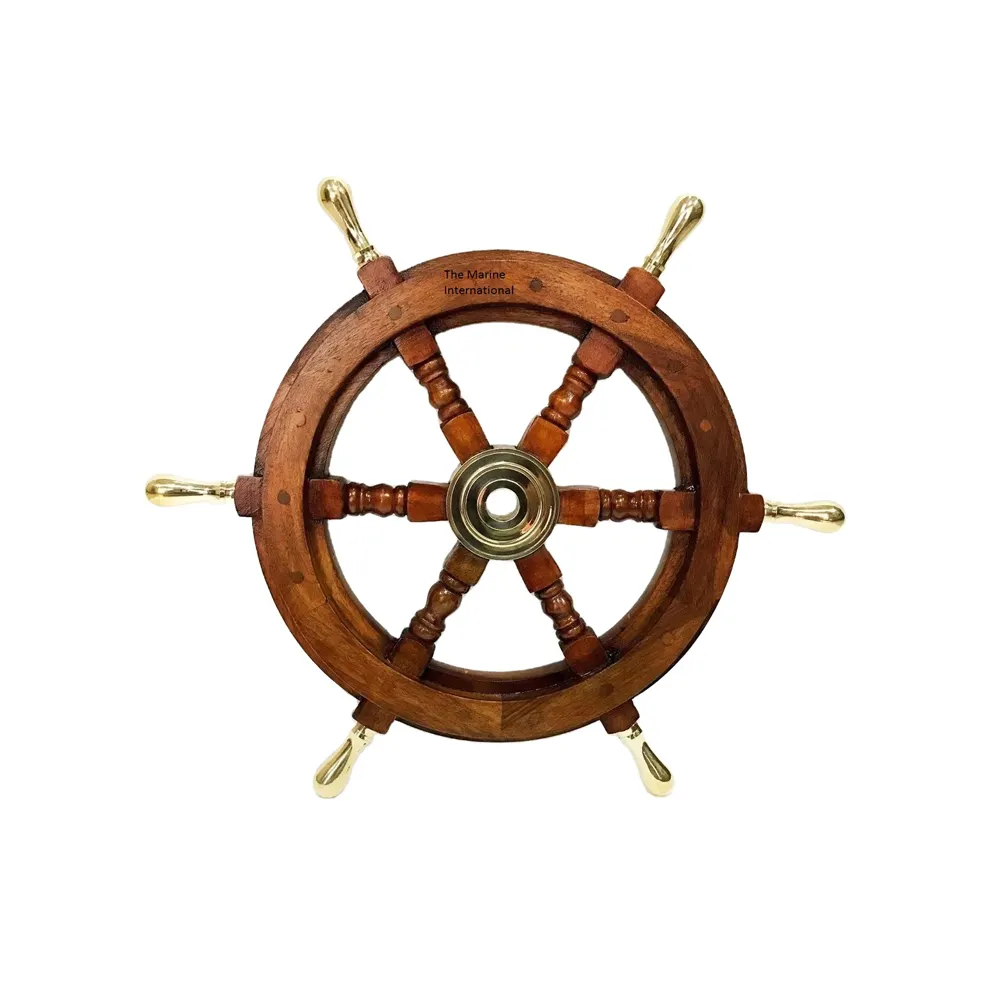 Volante de madeira marinha do navio 12 polegadas, antiguidade, placa de madeira do navio, decoração doméstica pintada artesanato presente feito à mão.