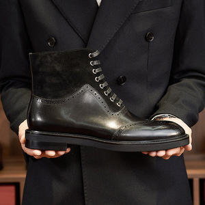 Botas de Media Pantorrilla de Cuero Marrón Esmerilado a la Moda con Diseño Ajustable para el Invierno y Ocasiones Festivas - Product Image 4