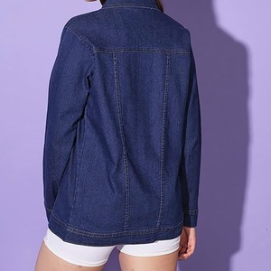 Haute qualité Long Style femmes Denim vestes bleu marine Stretch Jeans veste fabriquée au Pakistan dames mode décontracté porte veste - Product Image 4