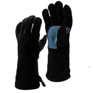 Guantes de soldadura resistentes al calor de cuero de vaca de alta resistencia, forro de algodón ignífugo, guantes de trabajo de seguridad largos para soldador - Product Image 1