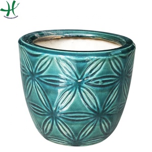 Large Glazed <b>Ceramic</b> Planter <b>Pot</b> in Garden with Ombre Color, Round <b>Ceramic</b> (HG 18-6009/3) - Product Image 5