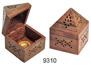 Quemador de incienso Pirámide de madera con cajón-9307 - Product Image 4