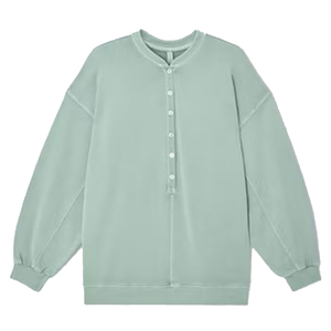 Sweat-shirt décontracté pour femme, haut vintage, manches longues, doux, facile à porter, uni, facile à laver, léger, confortable, élégant, col rond, séchage rapide - Product Image 1