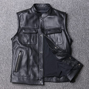 Gilet de moto confortable et respirant en cuir véritable pour hommes, design unique, vêtements d'extérieur pour l'hiver, prix de gros - Product Image 1