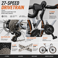 Vélo de gravier en aluminium 700C, 27 vitesses, frein à disque, cadre rigide 700x32C, vélo de tourisme tout-terrain, vente en gros OEM