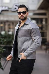 Manteau d'hiver kaki pour homme, col en velours côtelé, fermeture éclair, manches longues, veste streetwear, imperméable, rembourrage en duvet de canard gris, tissu chaud - Product Image 3