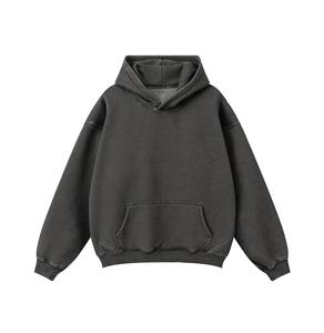 Personalizado de los hombres 340 Gsm de peso pesado de gran tamaño Drop Shoulder Streetwear Sudadera con capucha bordada en blanco sin cuerda - Product Image 1