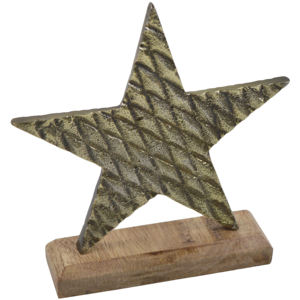 Suministros de decoración navideña de color antiguo Adornos Base de madera con estrella de metal al mejor precio para decoración del hogar - Product Image 5