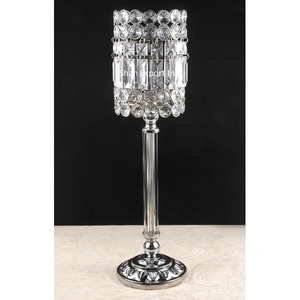 Premium Look fait à la main cristal perlé Table de mariage pièce maîtresse argent plaqué bougie support événement fête fournitures - Product Image 1